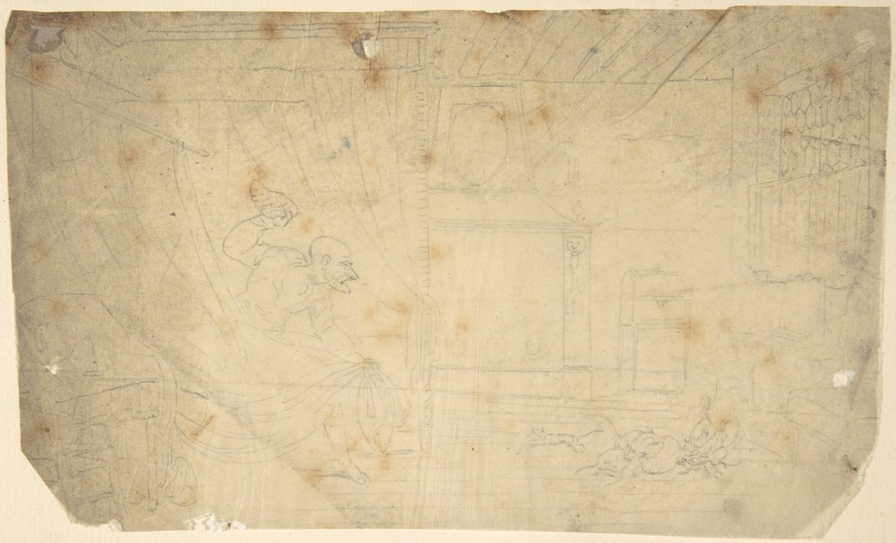 Dr. Syntax tappar sin peruk av Thomas Rowlandson