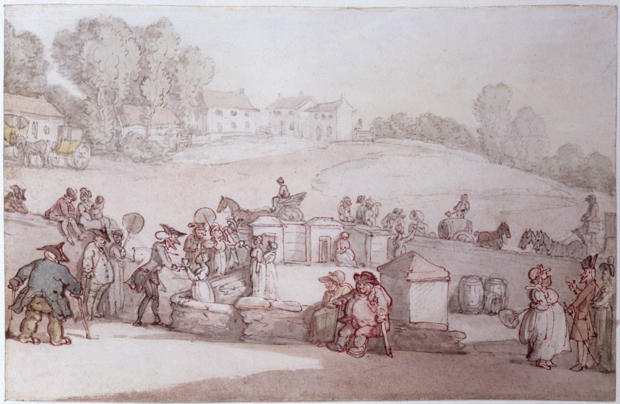 Dr Syntax at Harrogate Spa (penna, wc och blyertspenna på papper) av Thomas Rowlandson