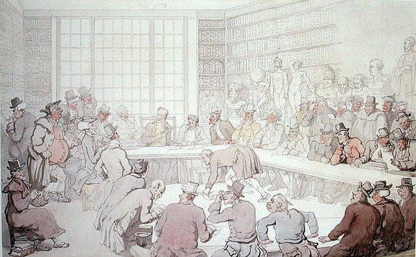 Dr Syntax på en auktion av Thomas Rowlandson