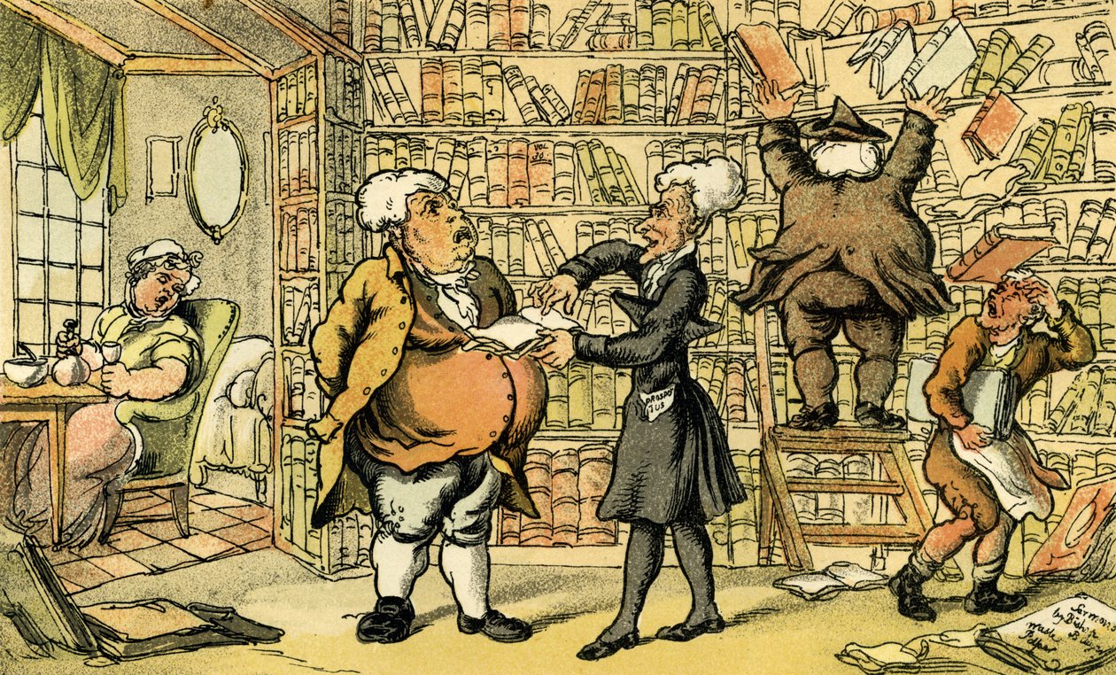 "Dr Syntax & bokhandlare" av Thomas Rowlandson