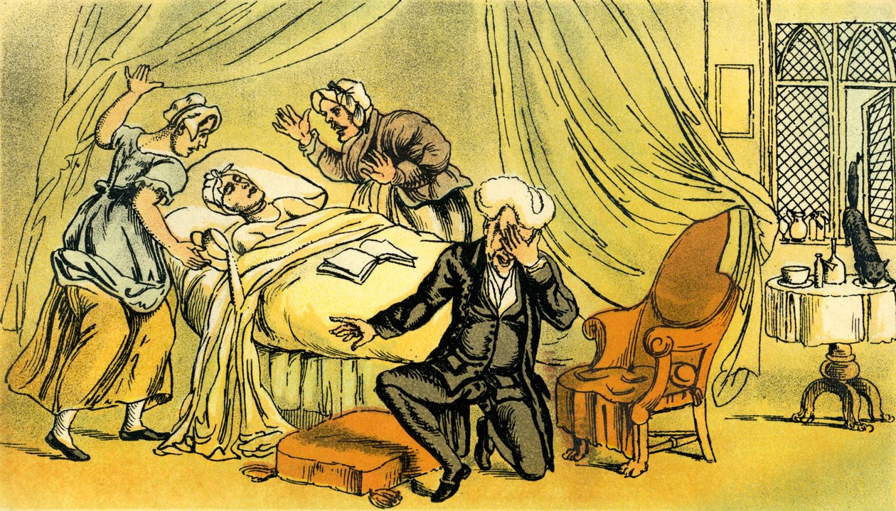 "Dr Syntax beklagar förlusten av sin fru" av Thomas Rowlandson