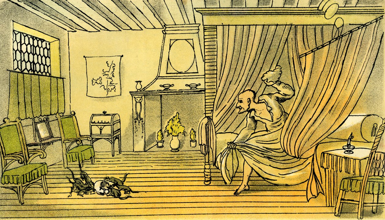 "Dr Syntax tappar sin peruk" av Thomas Rowlandson