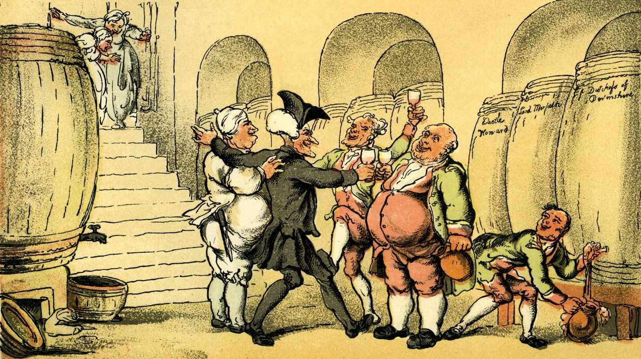 "Dr Syntax gjordes fri från källaren" av Thomas Rowlandson