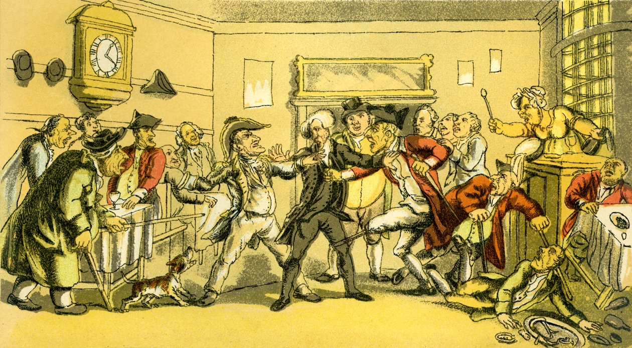 "Dr Syntax närvarande vid ett kafébråk" av Thomas Rowlandson