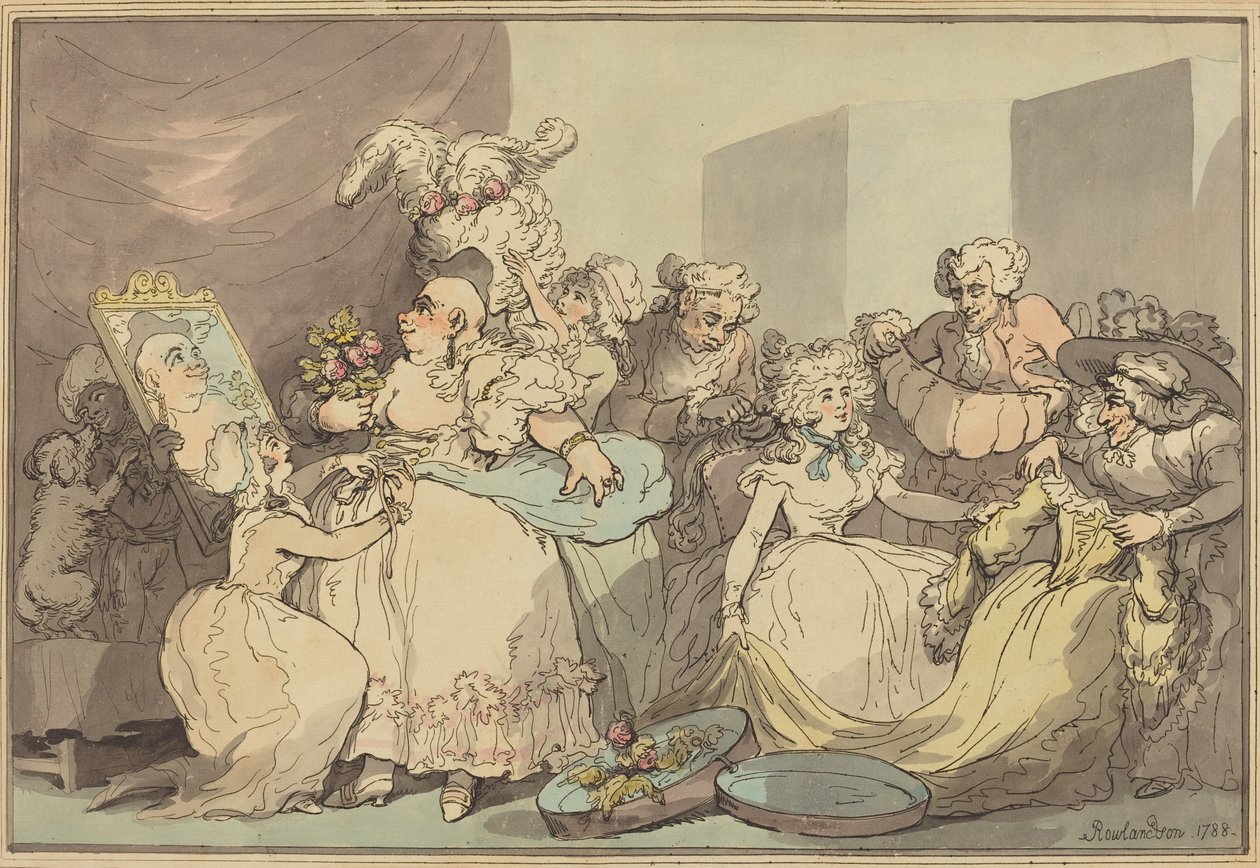Klä sig för en födelsedag, 1788. av Thomas Rowlandson