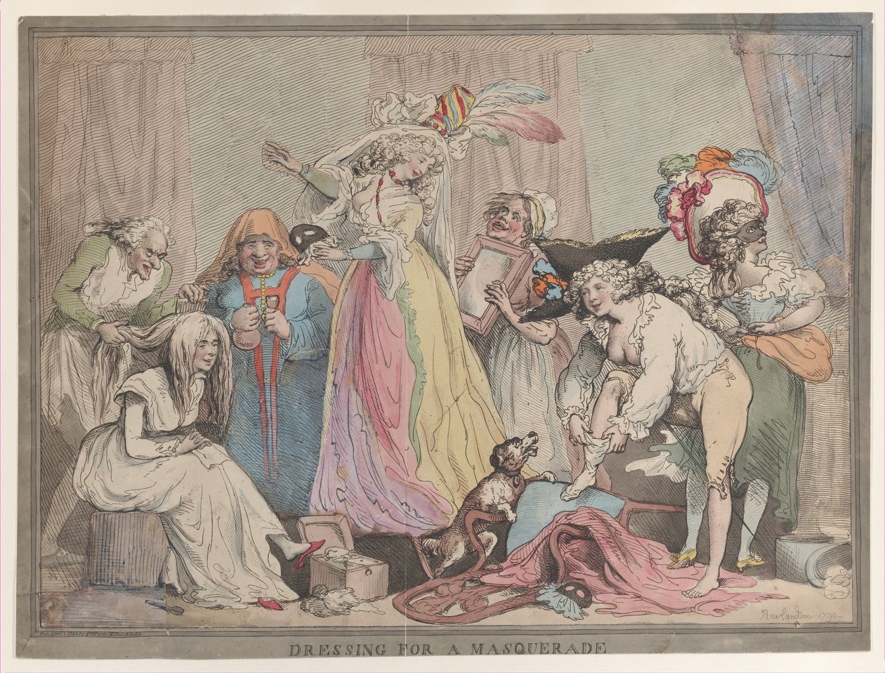 Påklädning för en maskerad, 1 april 1790, 1 april 1790. av Thomas Rowlandson