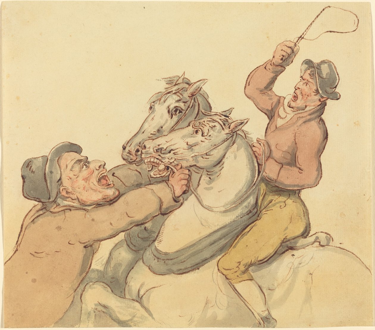 Drövare med ett par uppfödningshästar av Thomas Rowlandson