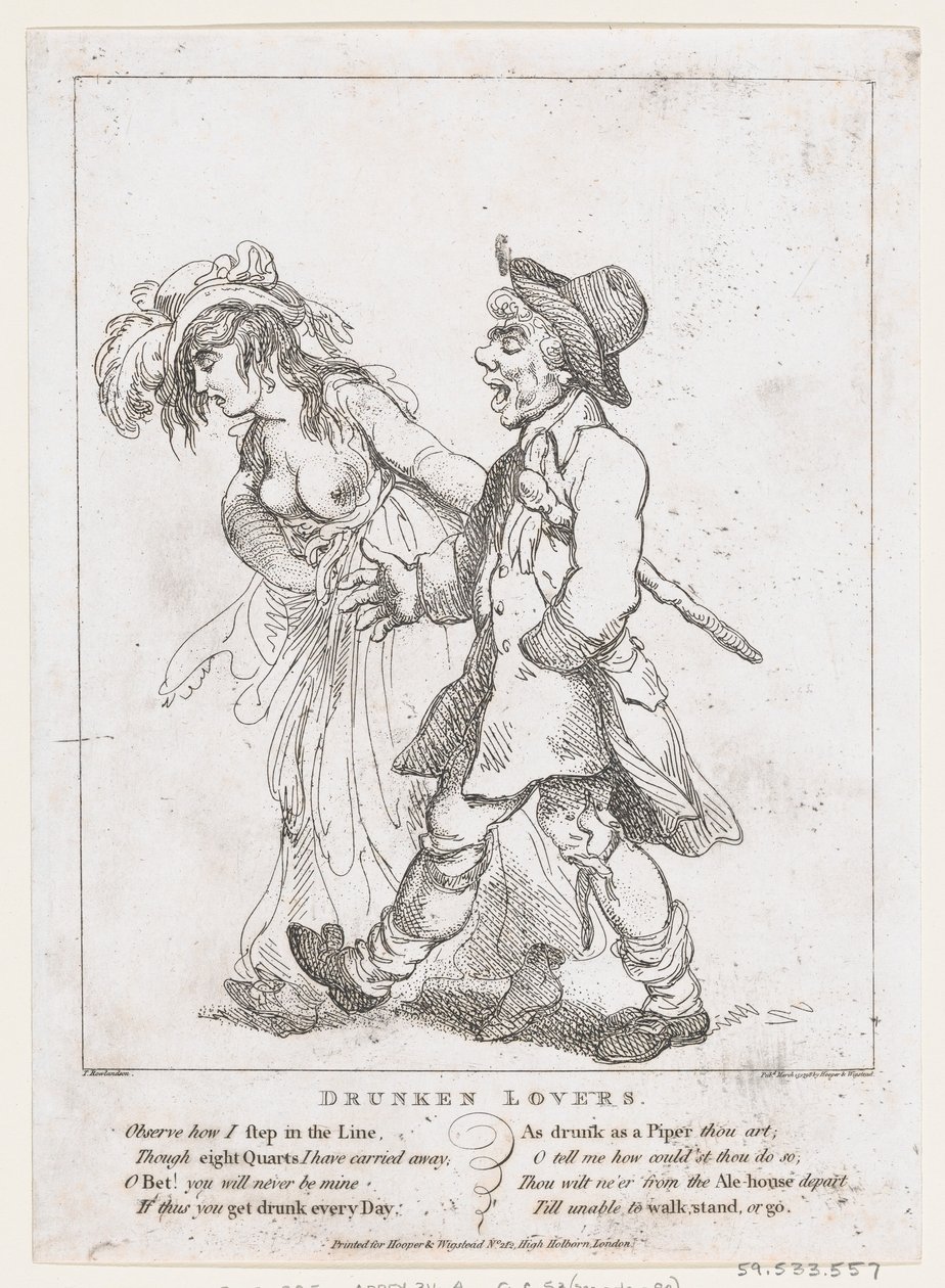 Drunken Lovers, 15 mars 1798, 15 mars 1798. av Thomas Rowlandson