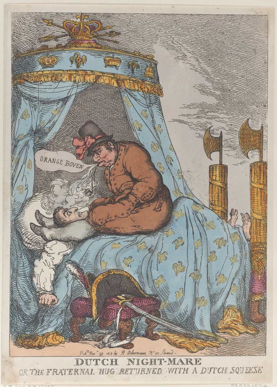 Dutch Night-Mare eller den broderliga kramen återvände med en holländsk press, november..., 30 november 1813. av Thomas Rowlandson