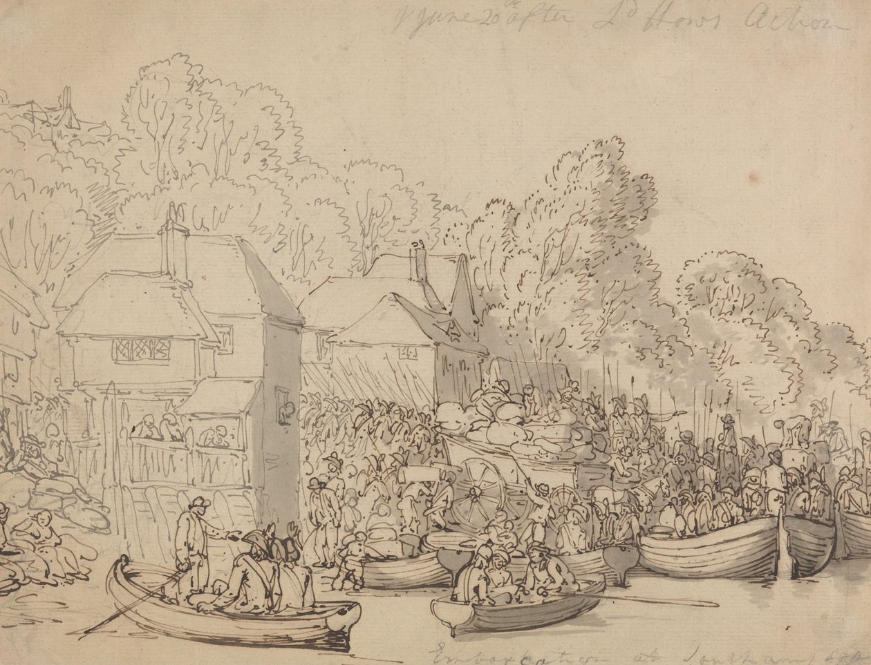 Ombordstigning i Southampton, den 20 juni 1794 (Version A) av Thomas Rowlandson