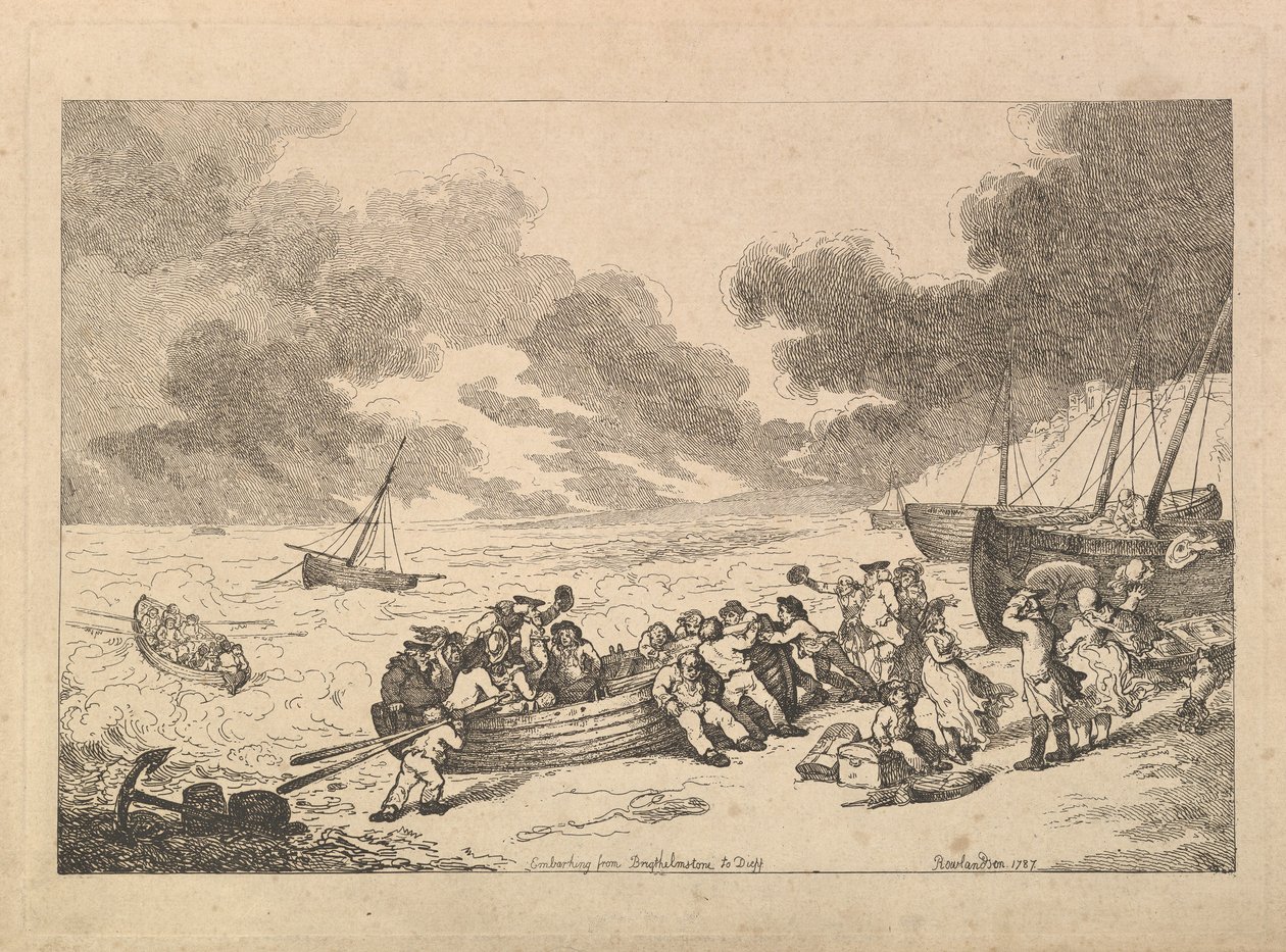 Avfärd från Brighthelmstone till Diepp[e] (ur *Imitations of Modern Drawings*) av Thomas Rowlandson
