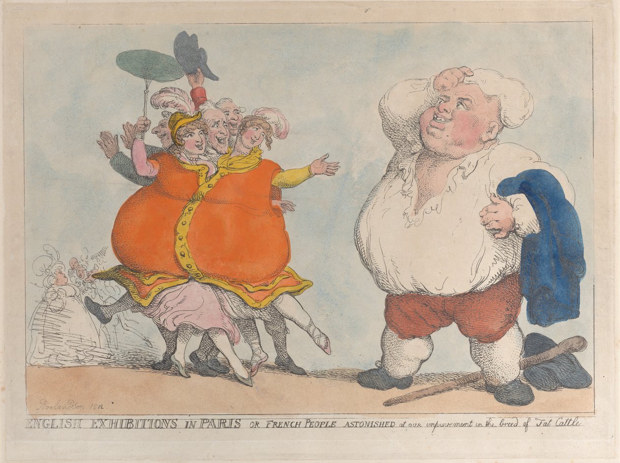 Engelska utställningar i Paris eller fransmän förvånade över vår förbättring av rasen o..., 1812. av Thomas Rowlandson