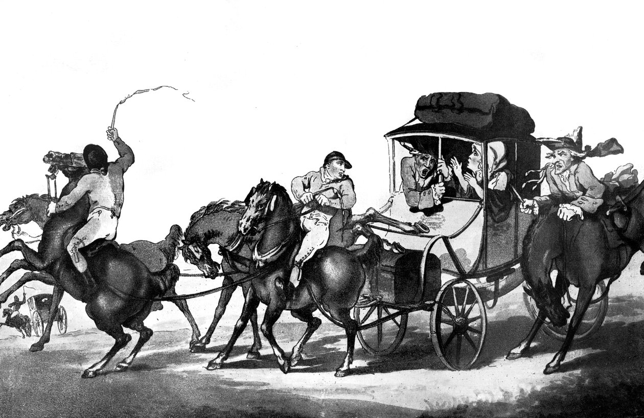 English Travelling, eller den första etappen från Dover, 1785. av Thomas Rowlandson