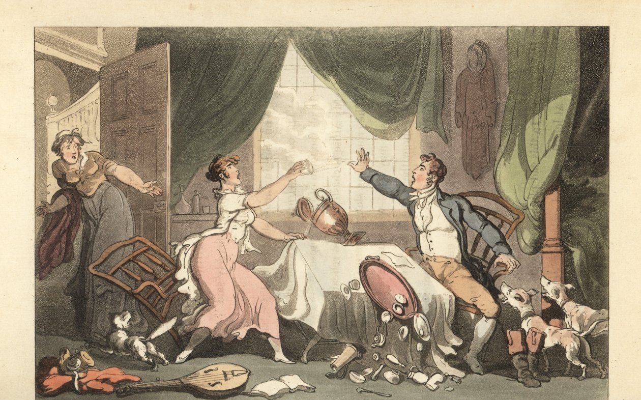 Engelsk gentleman som bråkar med sin fru om pengar av Thomas Rowlandson