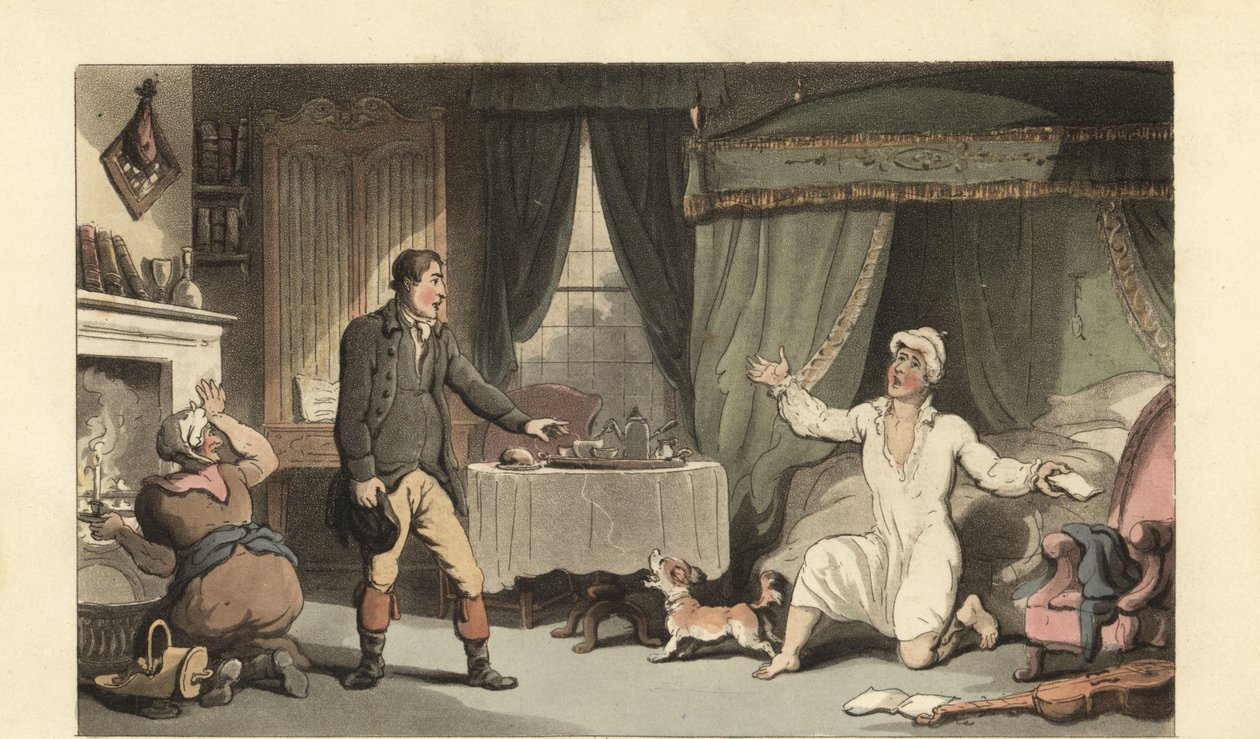 Engelsk gentleman som tar emot ett brev från sin familj av Thomas Rowlandson
