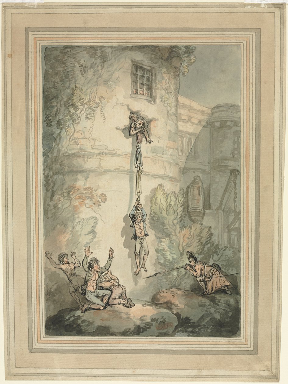 Franska fångars flykt. av Thomas Rowlandson