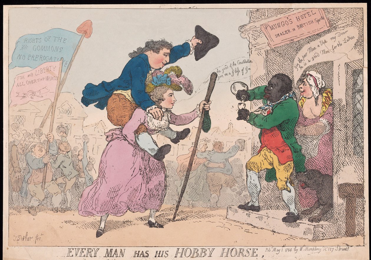 Varje man har sin hobbyhäst, pub. 1784 (handfärgad gravyr) av Thomas Rowlandson