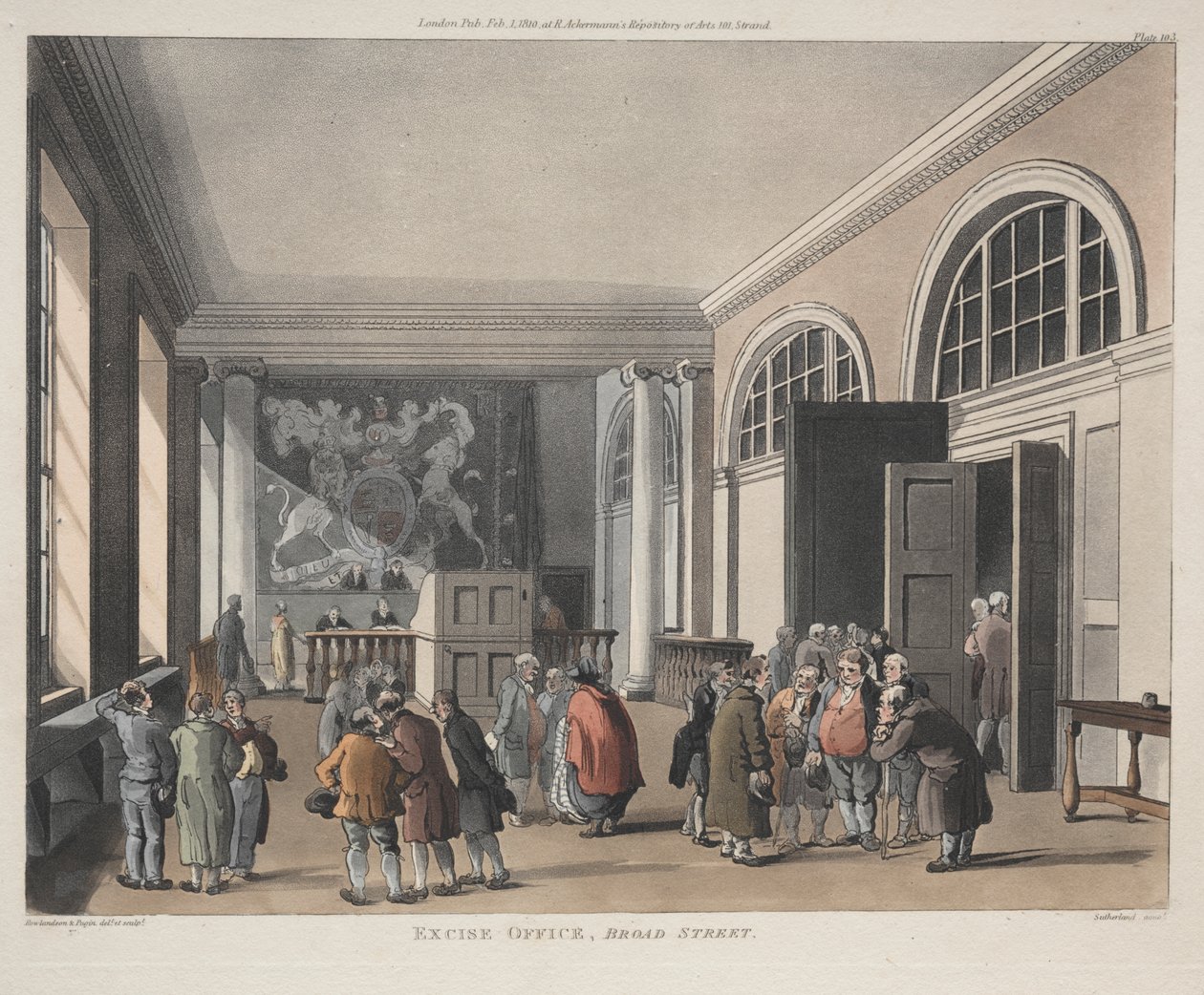 Punktskattekontoret, Broad Street av Thomas Rowlandson