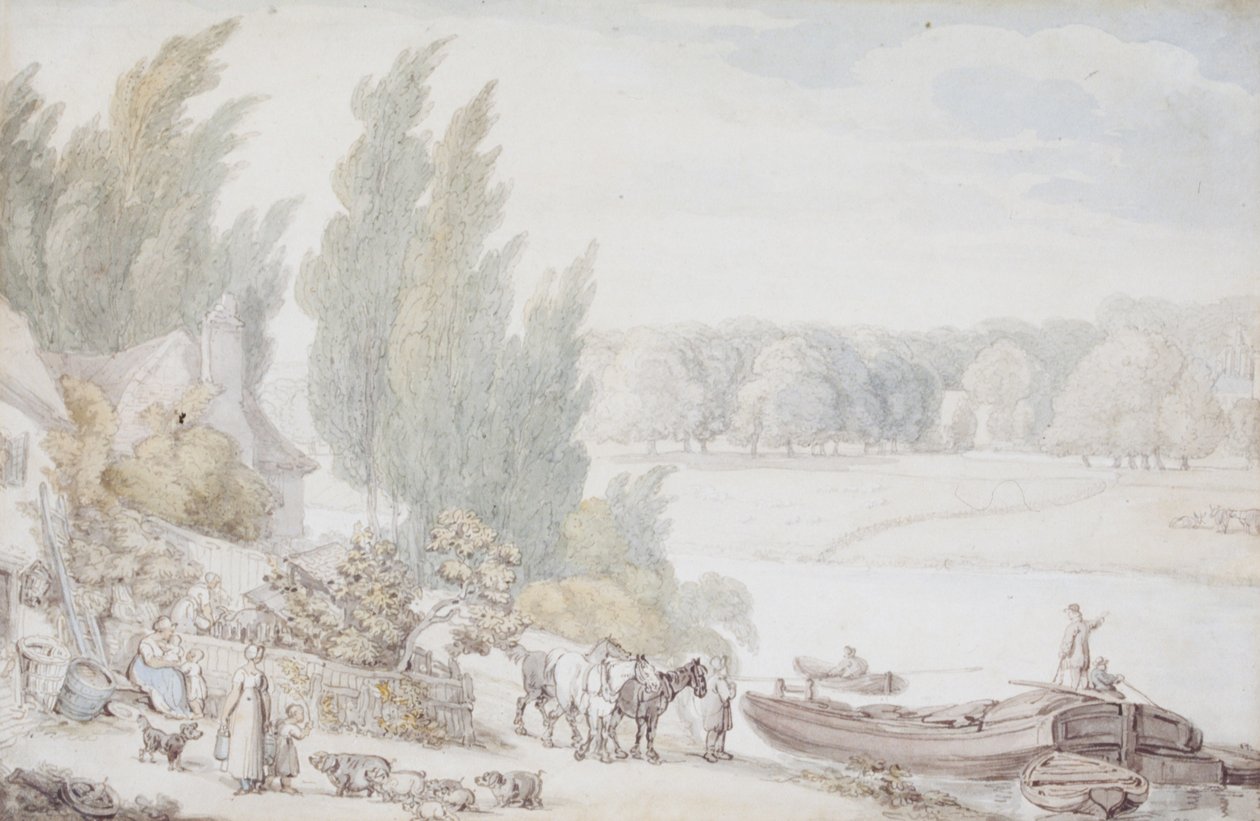 Gård vid flodstranden av Thomas Rowlandson