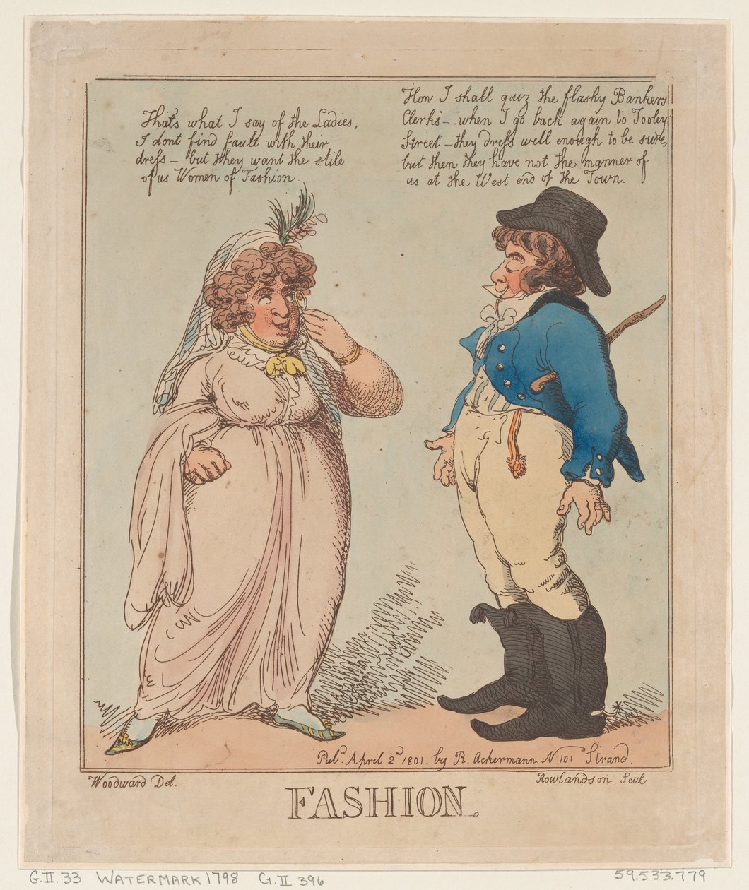Mode, 2 april 1801, 2 april 1801. av Thomas Rowlandson