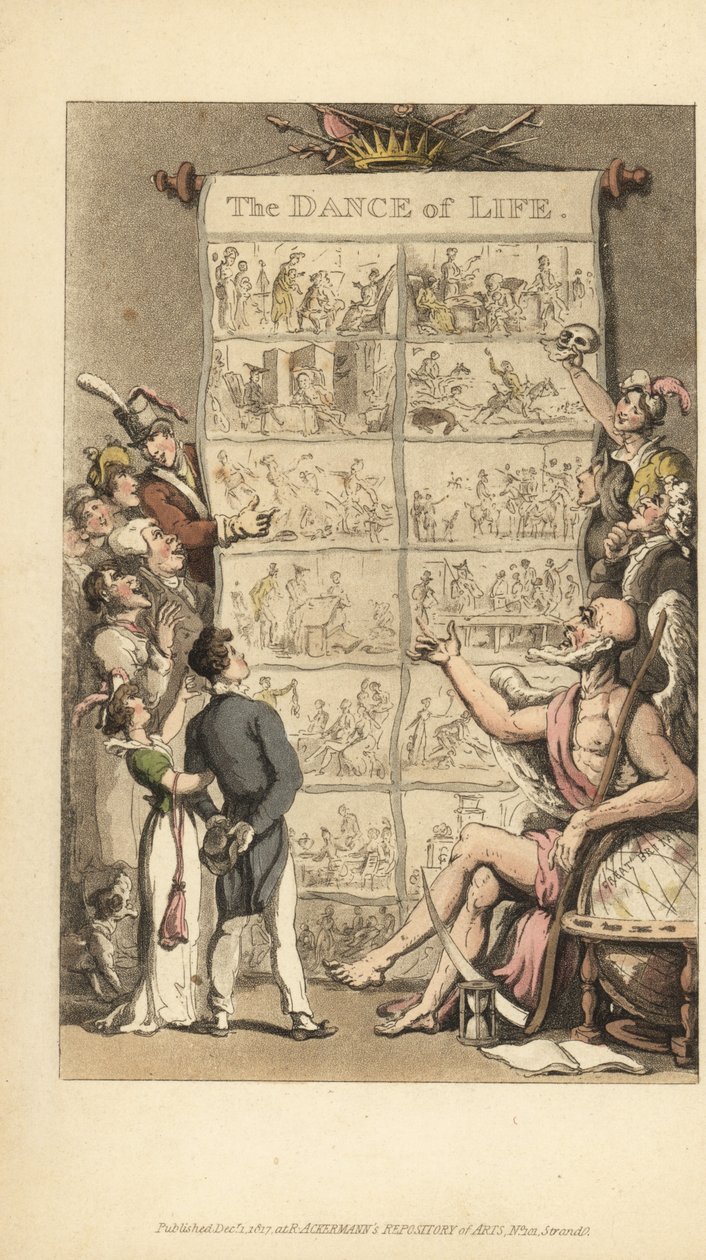 Fader Tid som visar scener för män och kvinnor från livet av Thomas Rowlandson