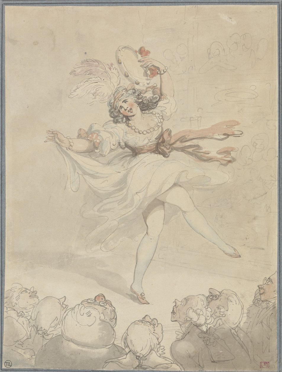 Kvinnlig dansare med en tamburin av Thomas Rowlandson