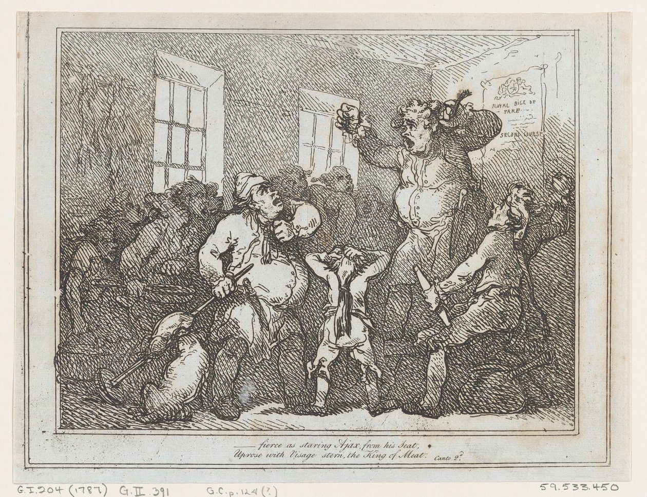 Hård som stirrande Ajax från denna plats..., 1787., 1787. av Thomas Rowlandson