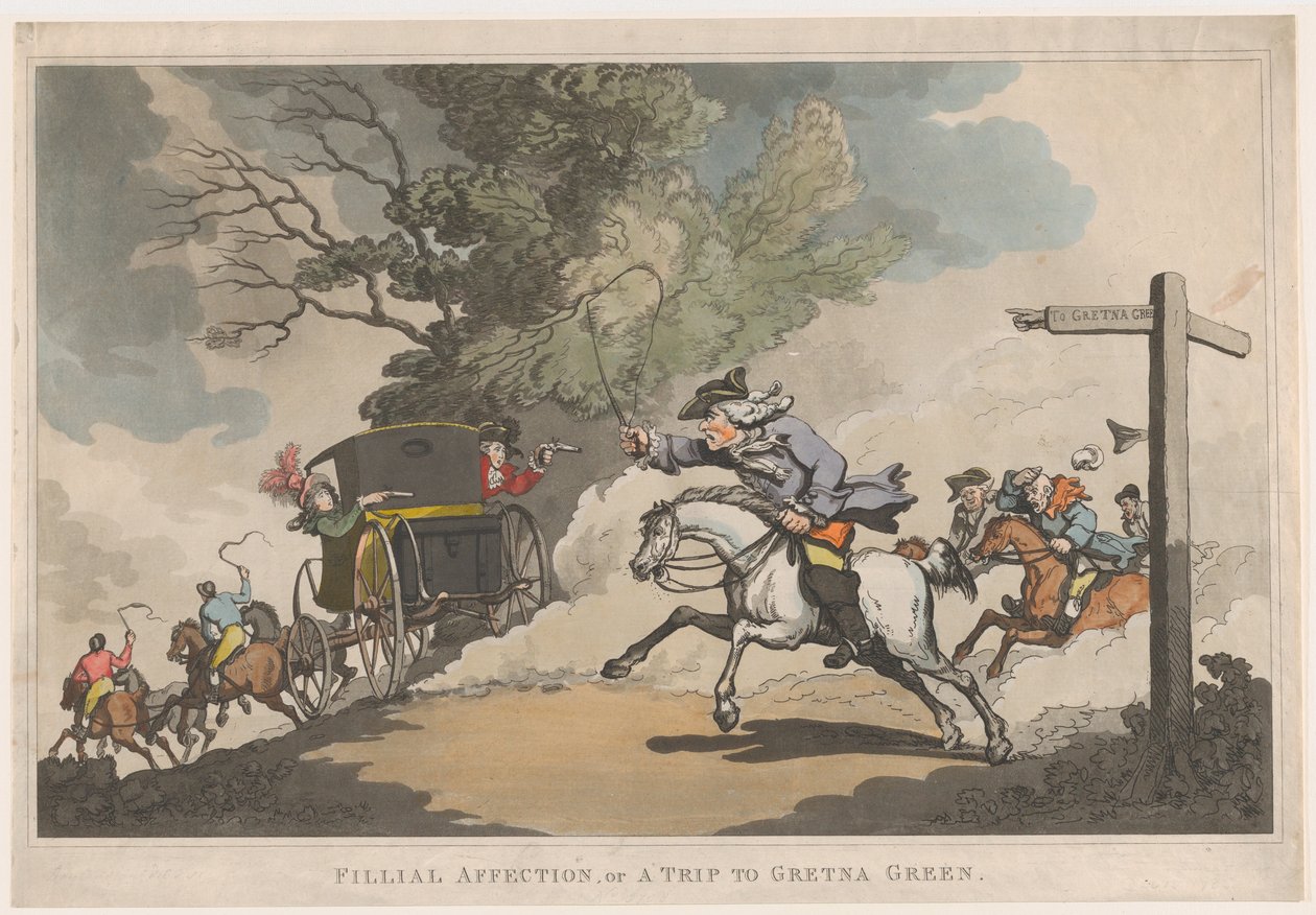 Barnslig tillgivenhet, eller en resa till Gretna Green av Thomas Rowlandson