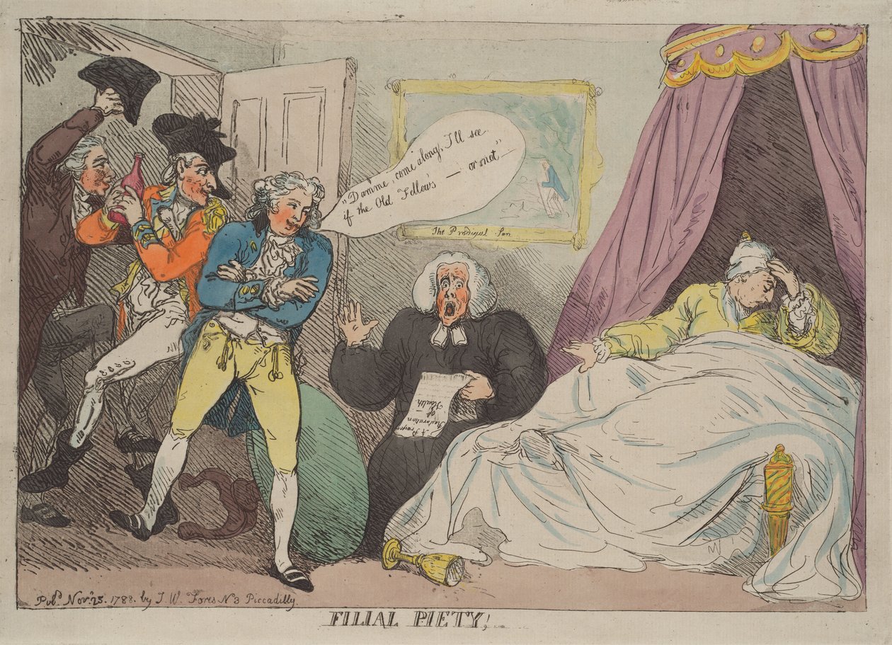 Barnens vördnad mot föräldrarna av Thomas Rowlandson