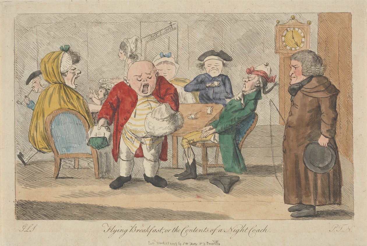 ”Flying Breakfast”, eller vad som finns ombord på en nattbuss av Thomas Rowlandson