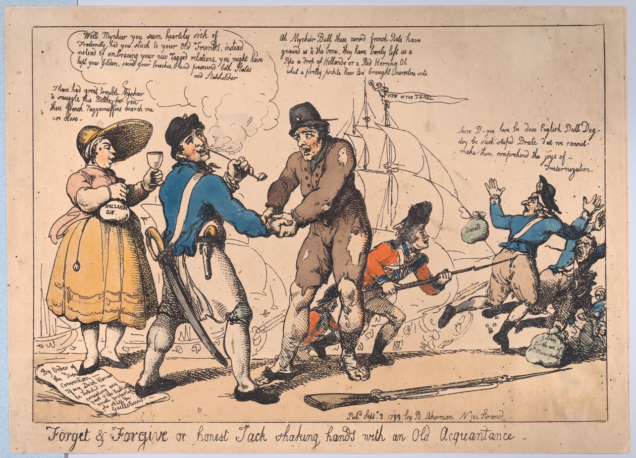 Forget & Forgive, or Honest Jack Shaking Hands with and Old Acquaintance, Se..., 3 september 1799 av Thomas Rowlandson