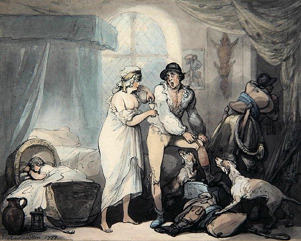 Klockan fyra på landet (akvarell på papper) av Thomas Rowlandson