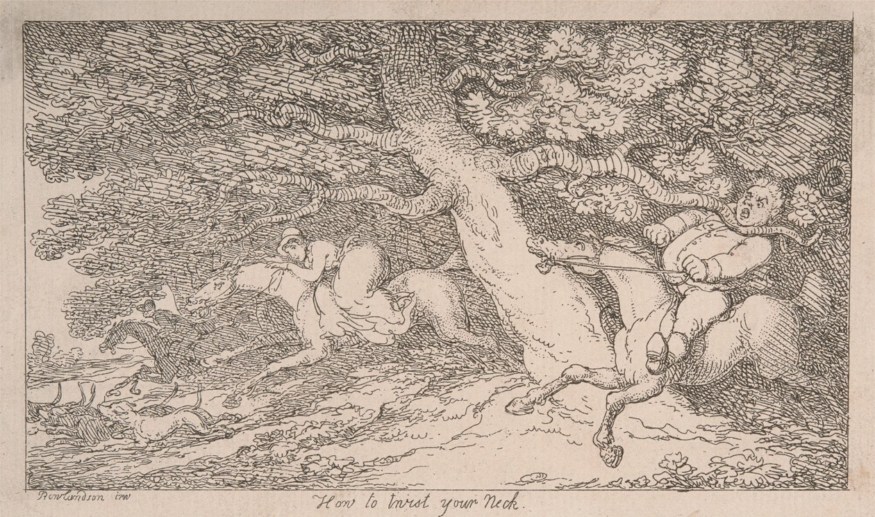 Rävjakt: Hur man vrider nacken [ur ”Advice to Sportsmen”] av Thomas Rowlandson