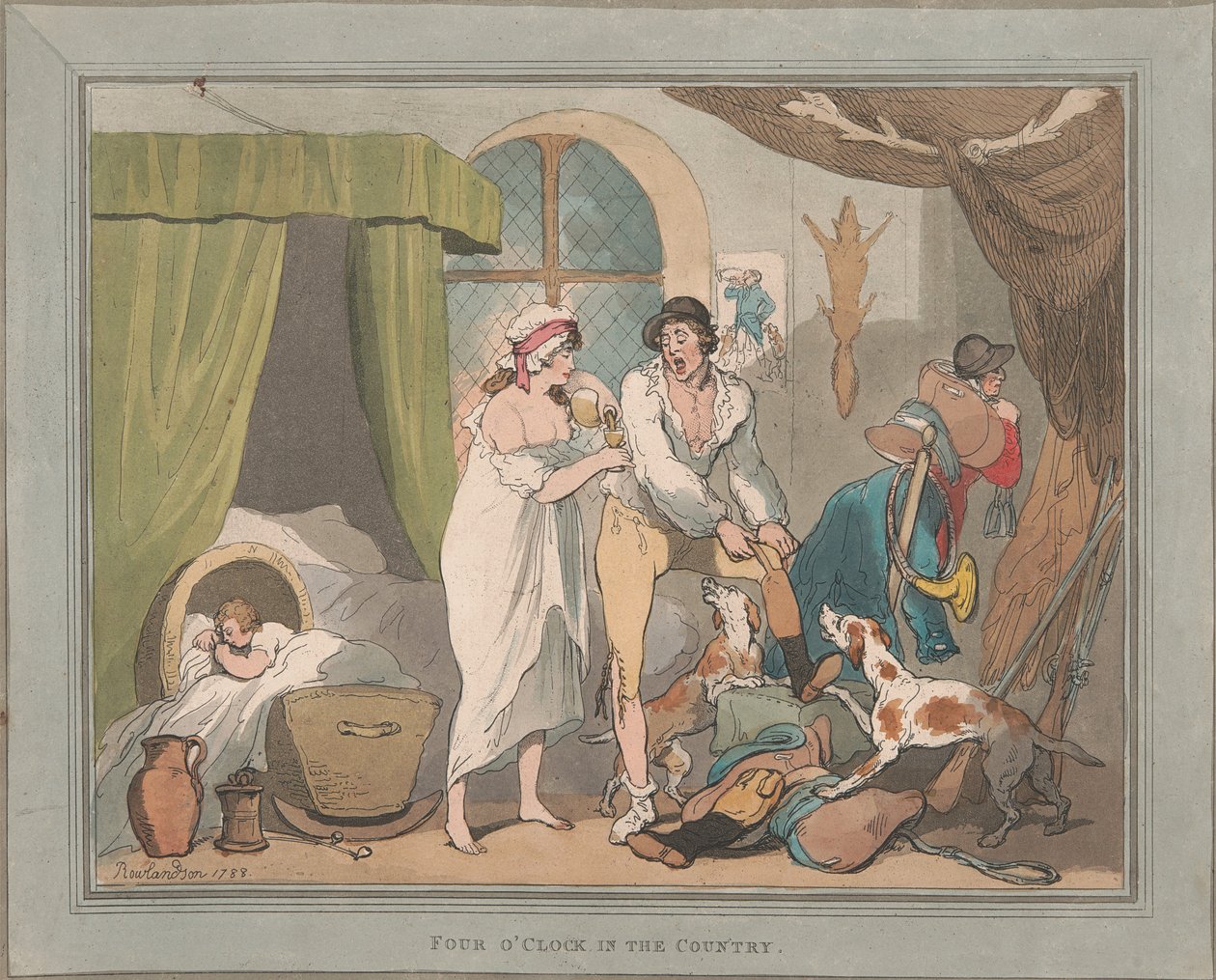 Rävjakt [ett par]: 1. Klockan fyra på landsbygden av Thomas Rowlandson