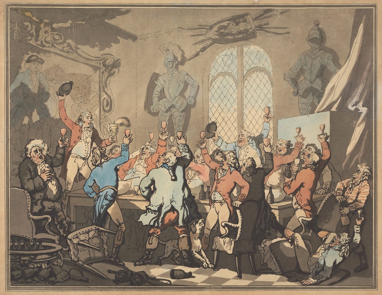 Rävjakt [en av sex delar]: Middagen av Thomas Rowlandson