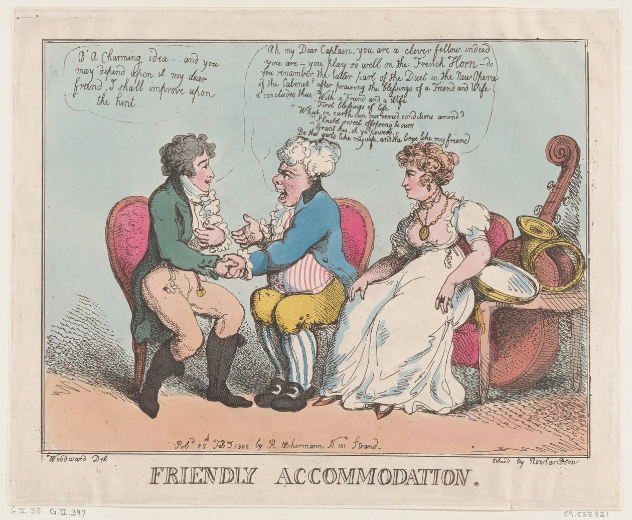 Friendly Accommodation, 25 februari 1802, 25 februari 1802. av Thomas Rowlandson