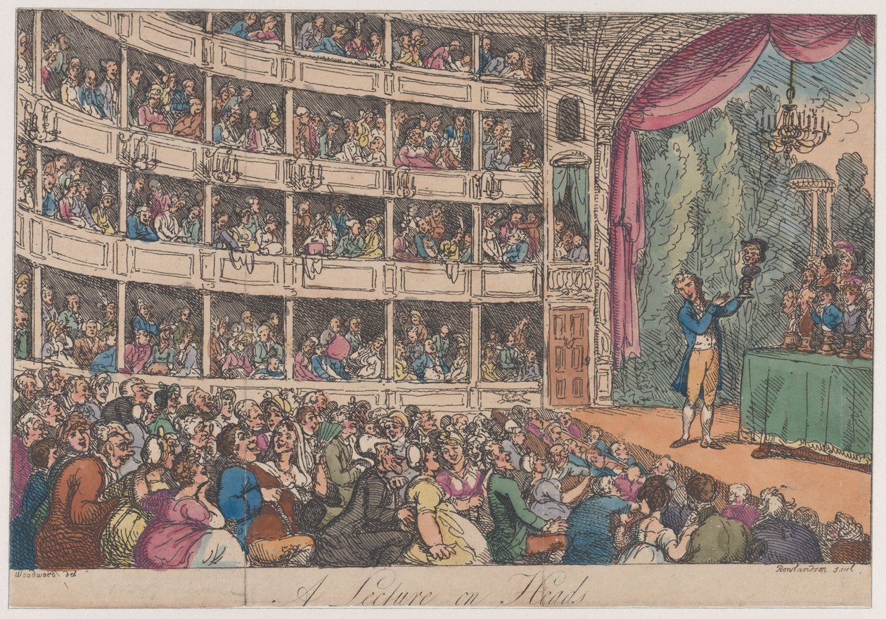 Frontispice, från A Lecture on Heads av George Alexander Stevens, april 1808, april 1808. av Thomas Rowlandson