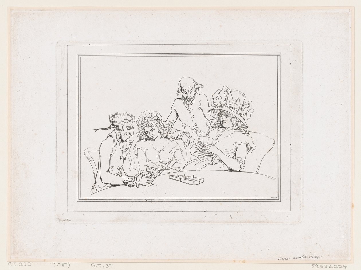 Cribbage-spel av Thomas Rowlandson