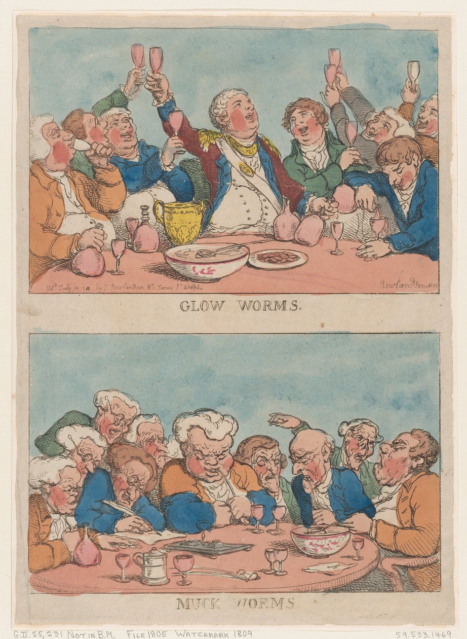 Glow Worms, Muck Worms, 1812., 1812. av Thomas Rowlandson
