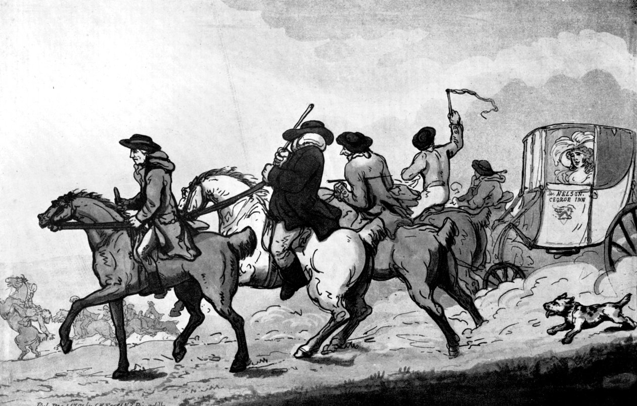 Går till loppen, sent 1700-tal. av Thomas Rowlandson