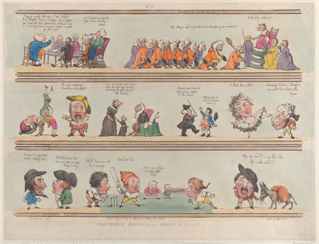 Groteska gränser för rum och salar, skylt 13, 1799., 1799. av Thomas Rowlandson