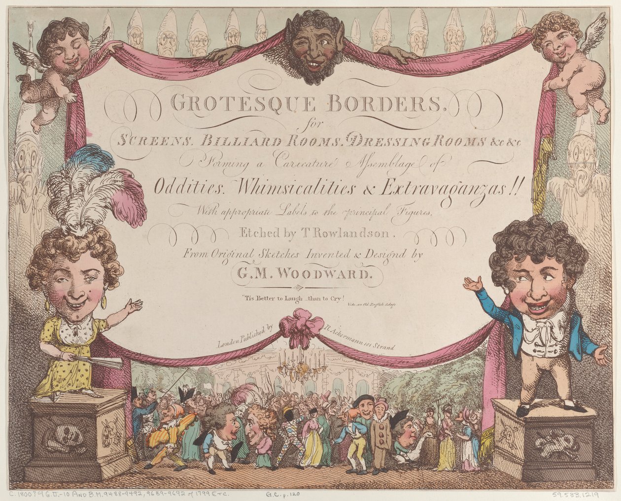 Groteska gränser för skärmar, biljardrum, omklädningsrum, etc &c, 1799-1800., 1799-1800. av Thomas Rowlandson
