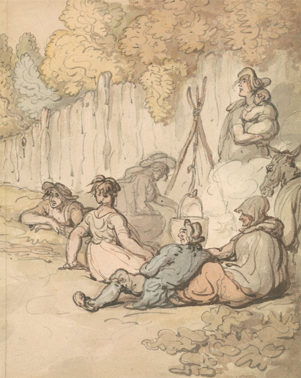 Zigenare som lagar mat över öppen eld av Thomas Rowlandson