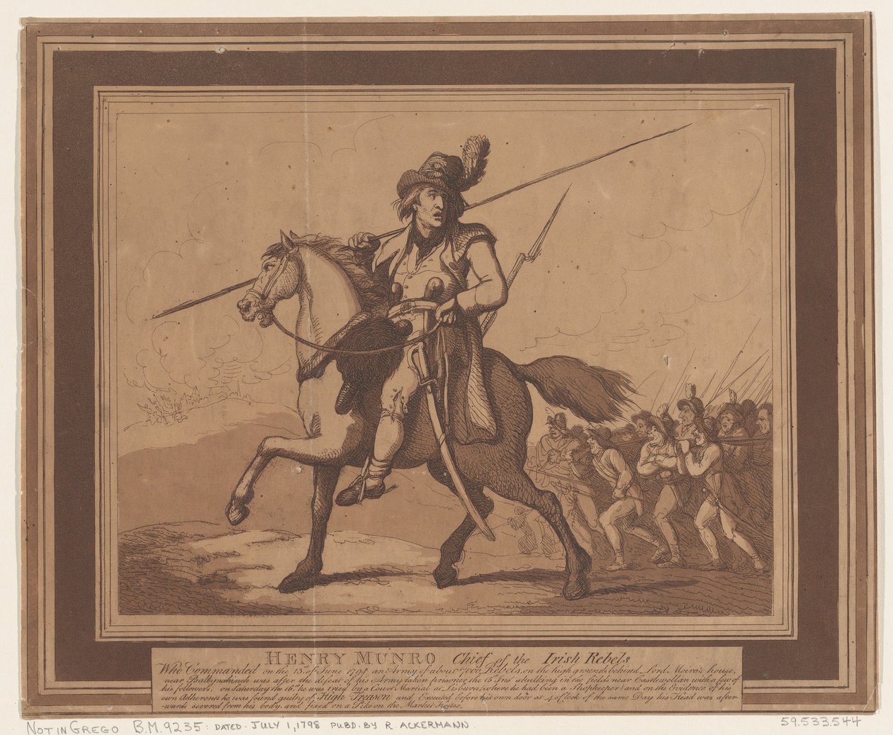Henry Munro, chef för de irländska rebellerna, 1 juli 1798., 1 juli 1798. av Thomas Rowlandson