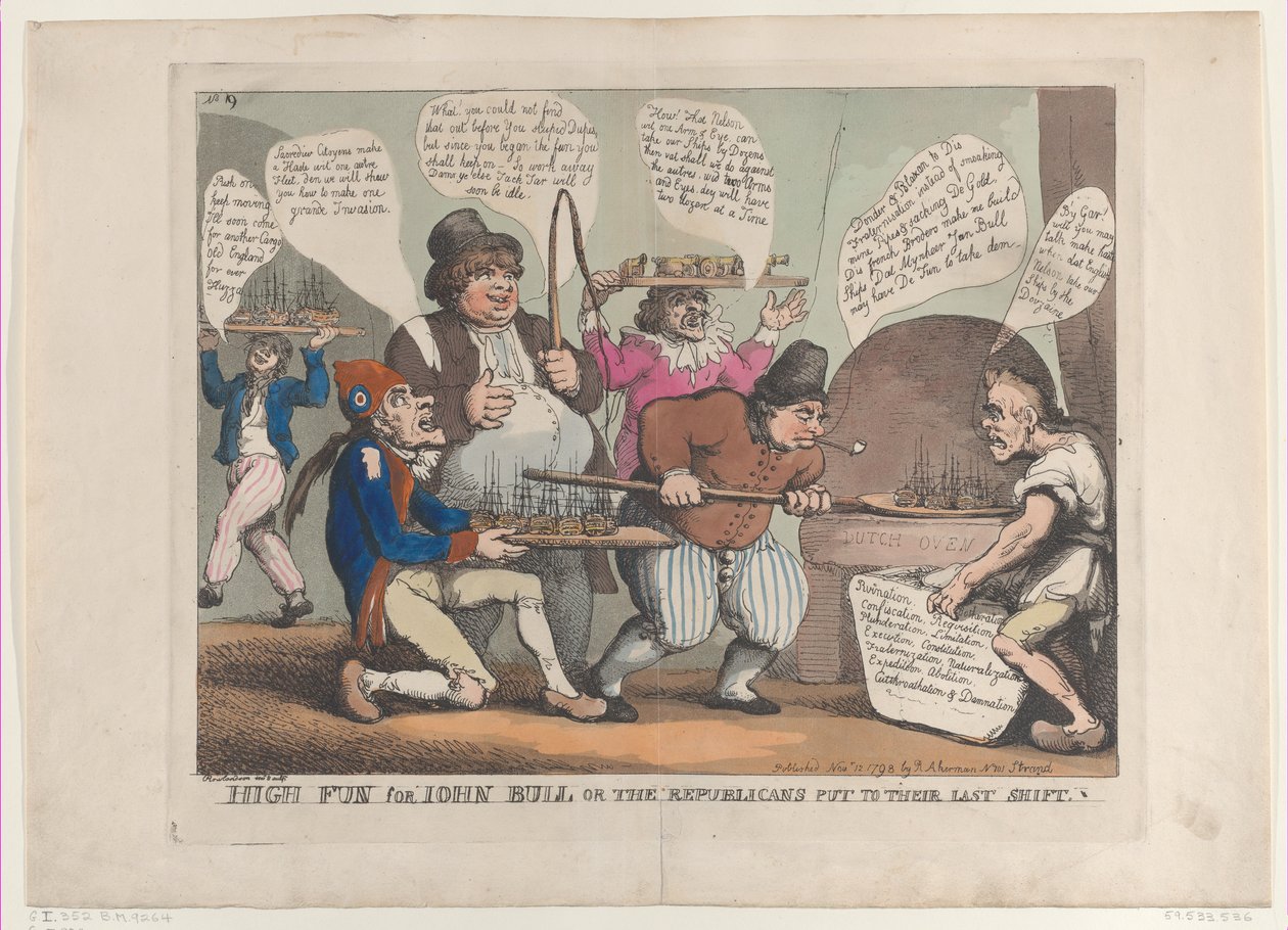 Mycket roligt för John Bull, eller republikanerna Put to their Last Shift, november ..., 12 november 1798. av Thomas Rowlandson