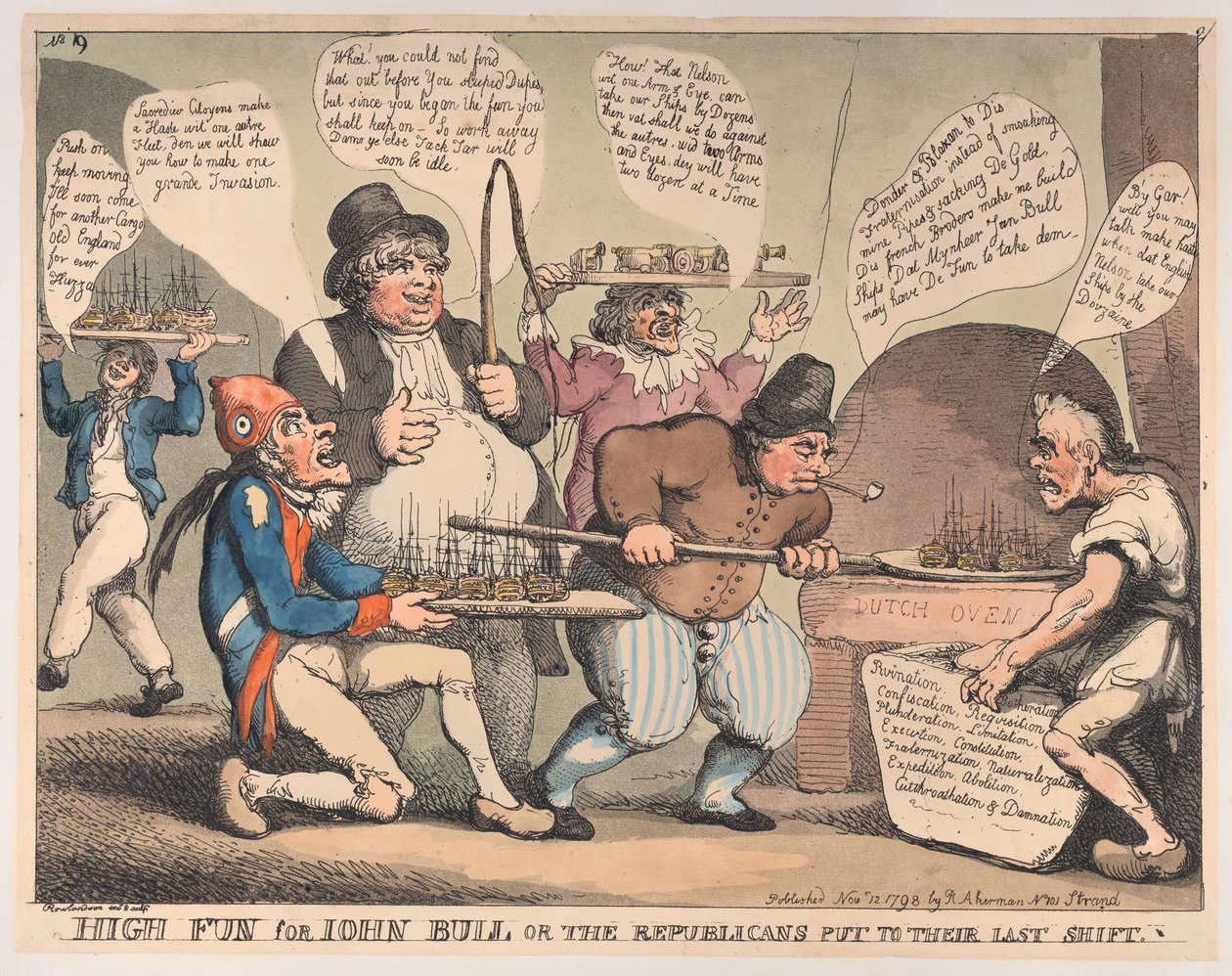 Mycket roligt för John Bull, eller republikanerna Put to their Last Shift, november ..., 12 november 1798. av Thomas Rowlandson