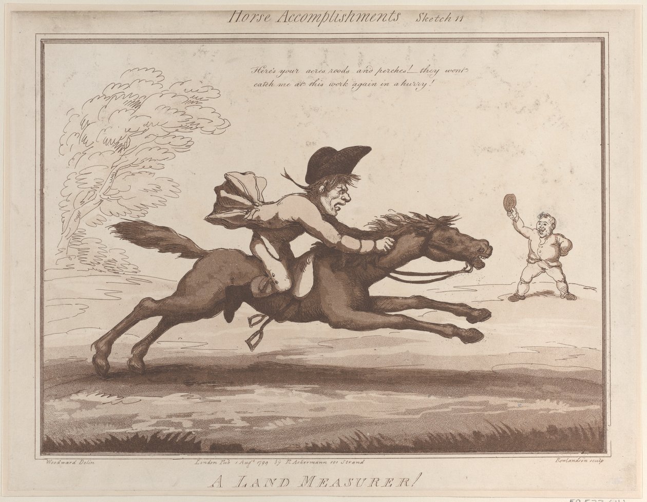 Horse Accomplishments, Sketch 11: A Land Measurer !!, 1 augusti 1799., 1 augusti 1799. av Thomas Rowlandson