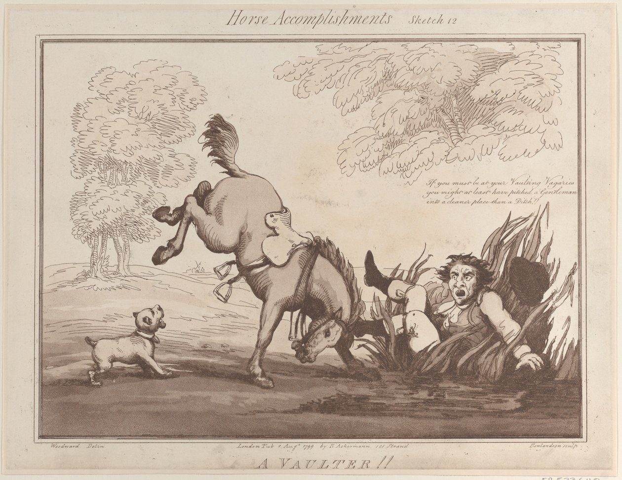 Horse Accomplishments, Sketch 12: A Vaulter !!, 1 augusti 1799., 1 augusti 1799. av Thomas Rowlandson