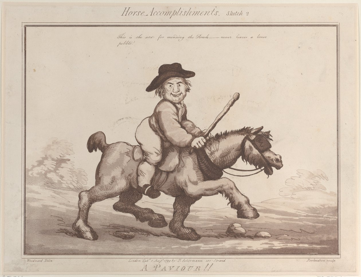 Horse Accomplishments, Sketch 2: A Paviour !!, 1 augusti 1799., 1 augusti 1799. av Thomas Rowlandson