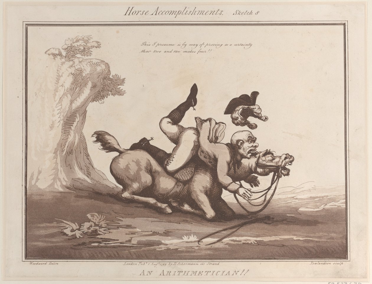 Horse Accomplishments, Sketch 8: An Arithmetician !!, 1 augusti 1799., 1 augusti 1799. av Thomas Rowlandson